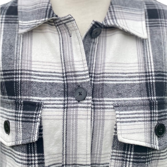 Sanctuary Girlfriend Flannel B & W Shirt Jacket - Picture 2 of 5